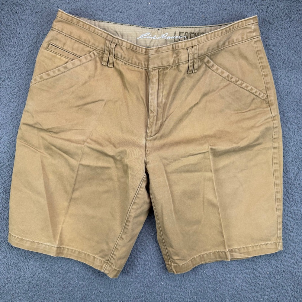 Eddie Bauer Legend Wash Khaki Chino Shorts Mens 34 Brown Cotton Utility Trail